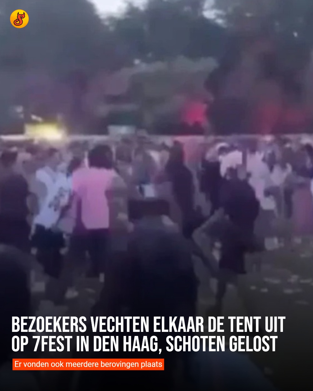Bezoekers vechten elkaar de tent uit op 7Fest in Den Haag, schoten gelost