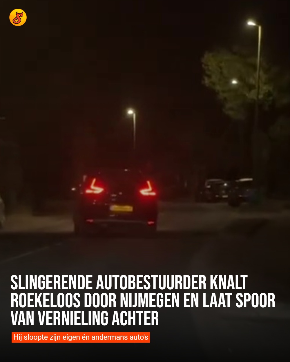 Slingerende autobestuurder knalt roekeloos door Nijmegen en laat spoor van vernieling achter