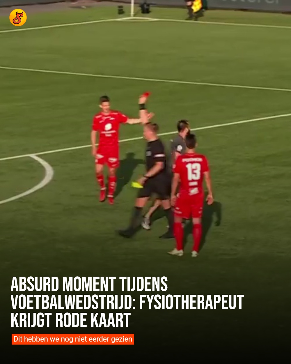 Absurd moment tijdens voetbalwedstrijd: fysiotherapeut krijgt rode kaart
