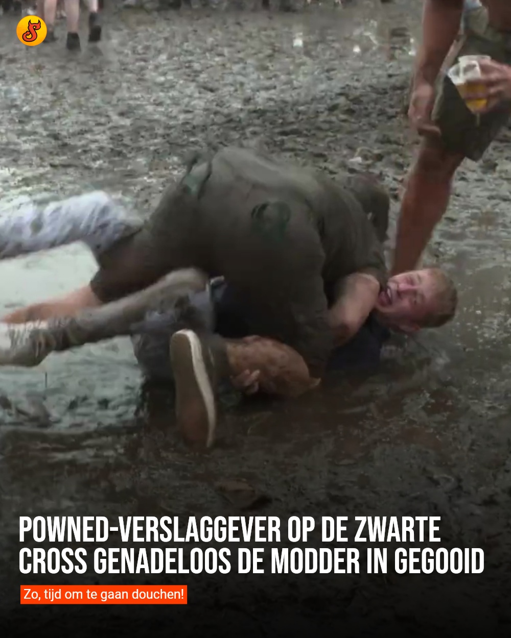 PowNed-verslaggever op de Zwarte Cross genadeloos de modder in gegooid