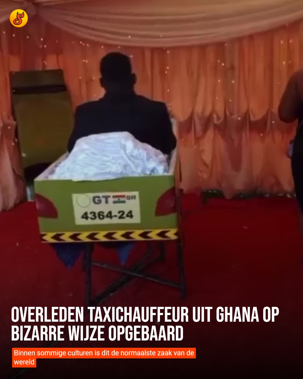 Overleden taxichauffeur uit Ghana op bizarre wijze opgebaard