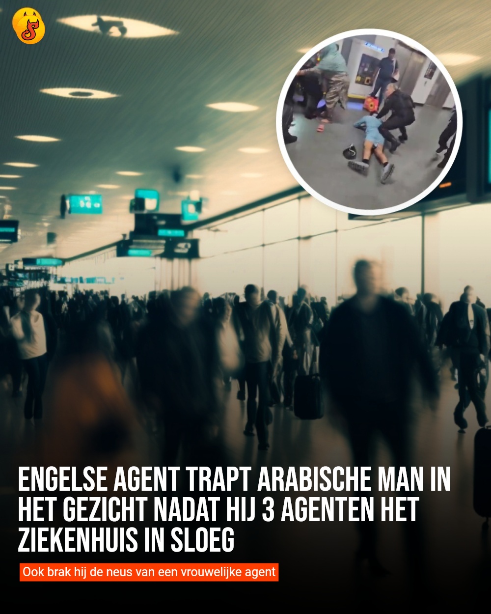 Engelse agent trapt Arabische man in het gezicht nadat hij 3 agenten het ziekenhuis in sloeg