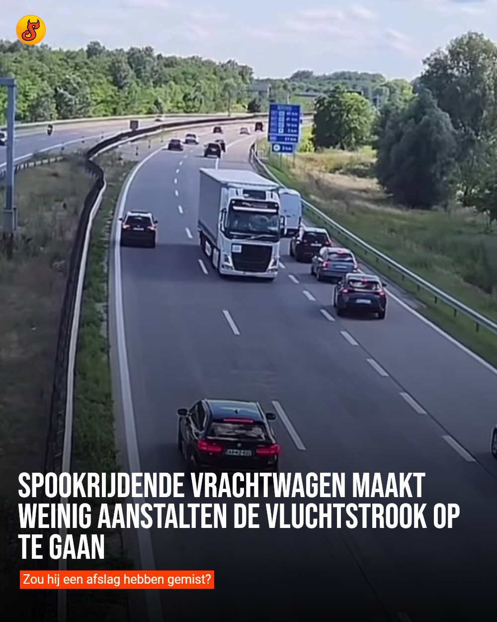 Spookrijdende vrachtwagen maakt weinig aanstalten de vluchtstrook op te gaan