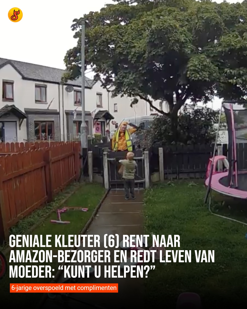 Geniale kleuter (6) rent naar Amazon-bezorger en redt leven van moeder: “Kunt u helpen?”