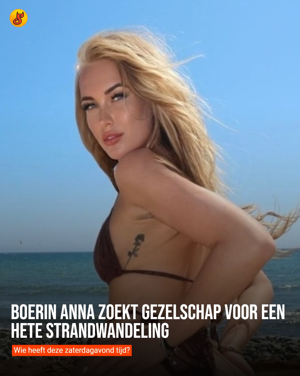 Boerin Anna zoekt gezelschap voor een hete strandwandeling