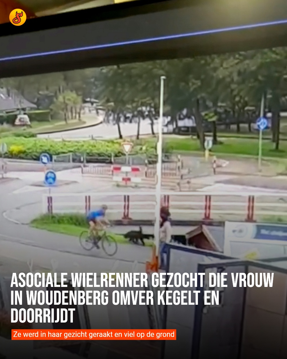 Asociale wielrenner gezocht die vrouw in Woudenberg omver kegelt en doorrijdt