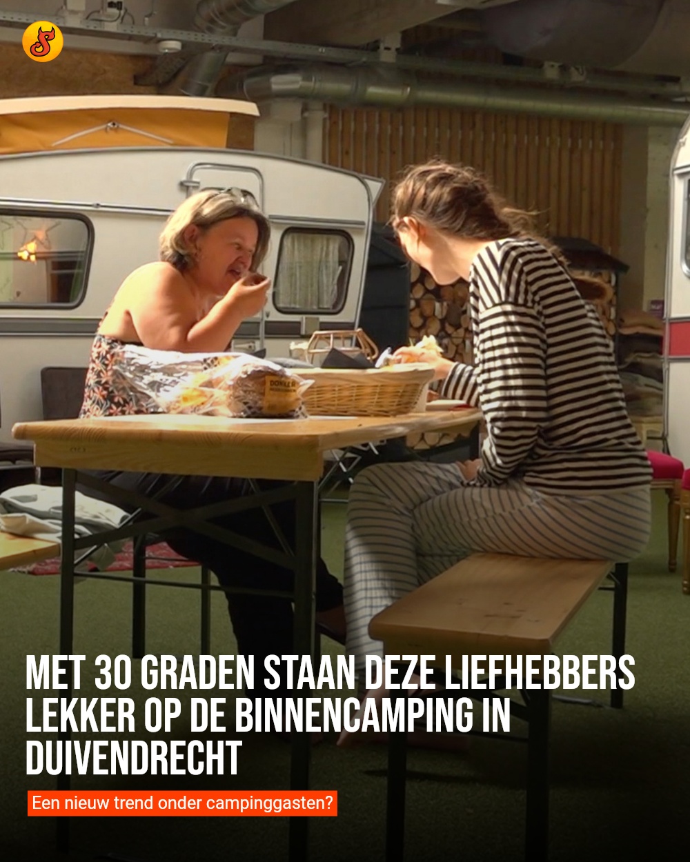 Met 30 graden staan deze liefhebbers lekker op de binnencamping in Duivendrecht