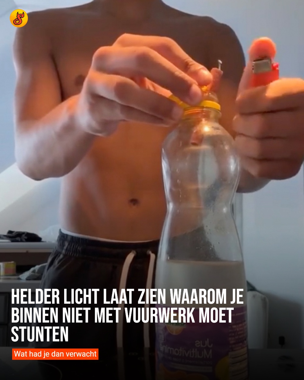 Helder licht laat zien waarom je binnen niet met vuurwerk moet stunten