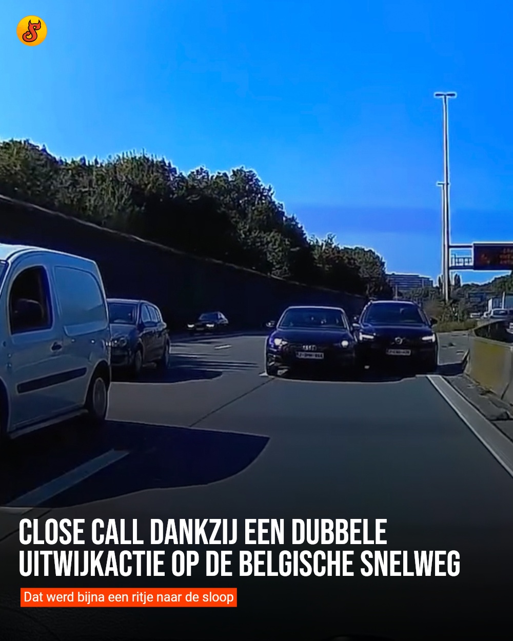 Close call dankzij een dubbele uitwijkactie op de Belgische snelweg
