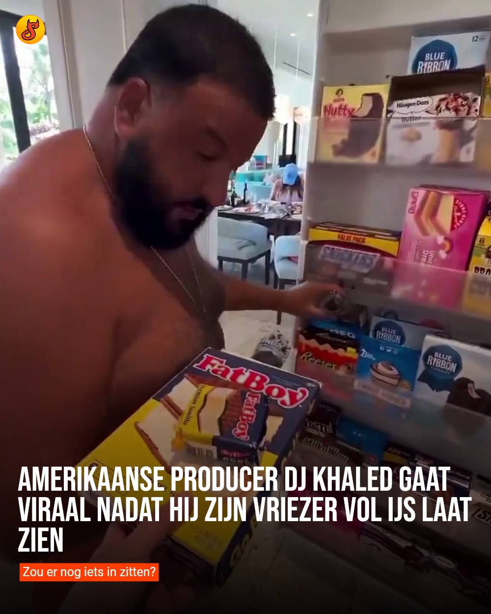Amerikaanse producer DJ Khaled gaat viraal nadat hij zijn vriezer vol ijs laat zien