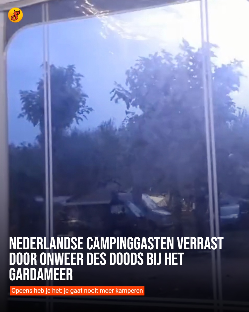 Nederlandse campinggasten verrast door onweer des doods bij het Gardameer