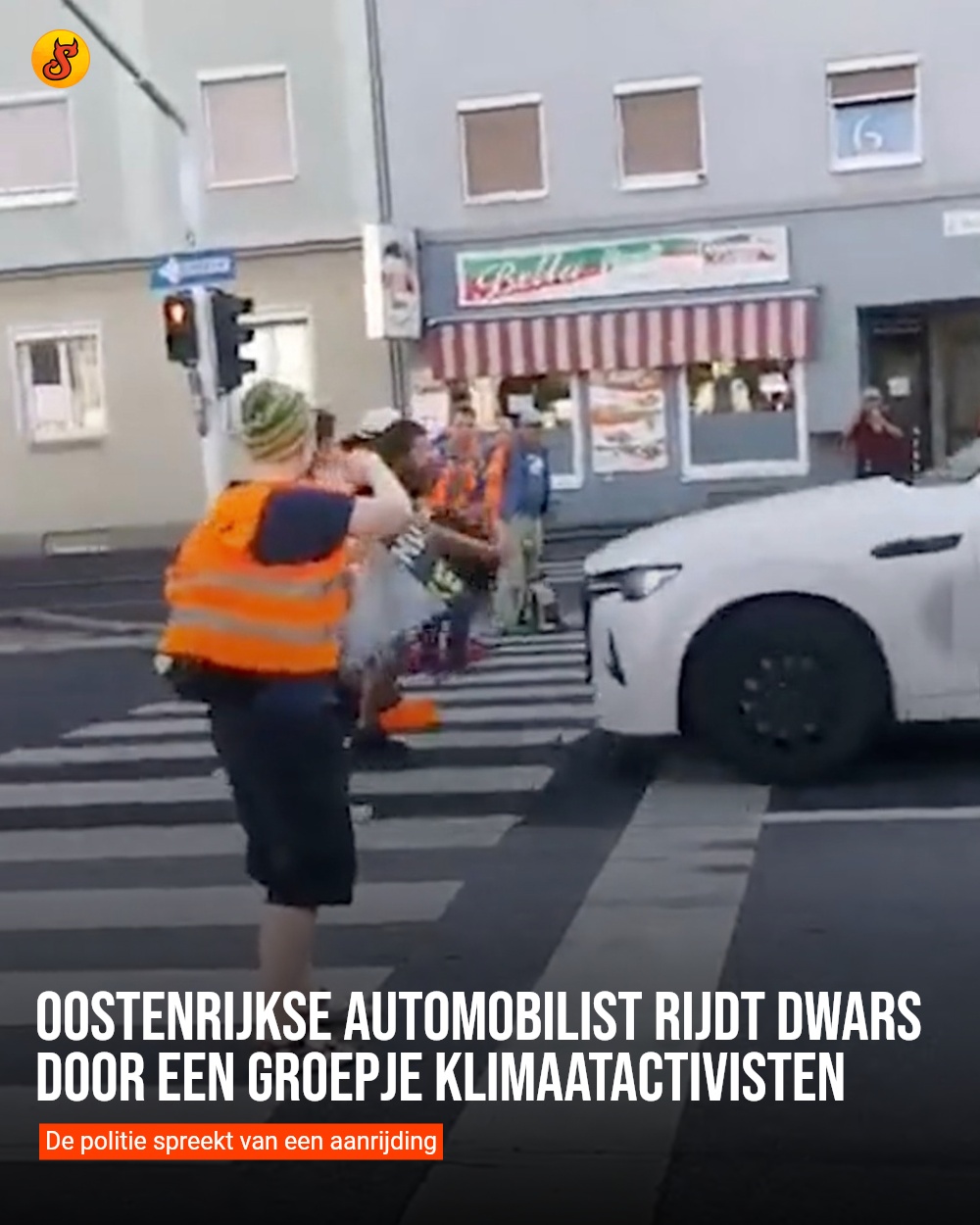 Oostenrijkse automobilist rijdt dwars door een groepje klimaatactivisten