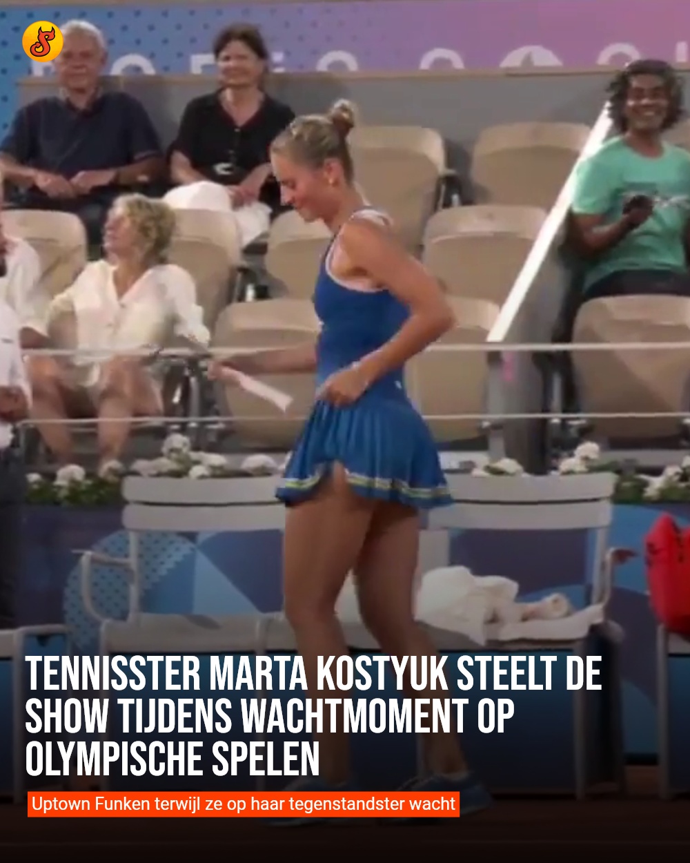 Tennisster Marta Kostyuk steelt de show tijdens wachtmoment op Olympische Spelen