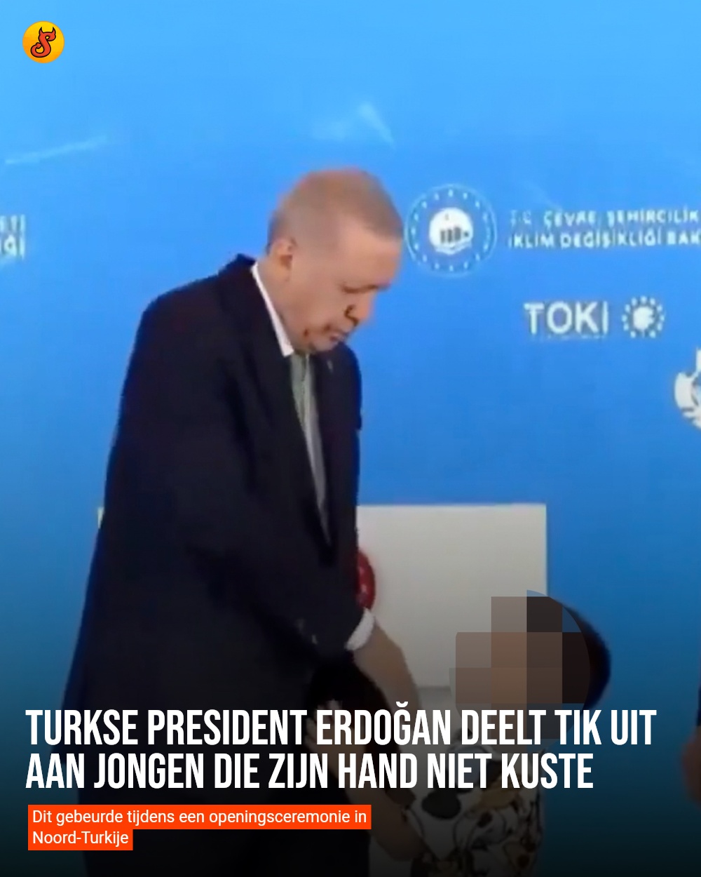 Turkse president Erdoğan deelt tik uit aan jongen die zijn hand niet kuste