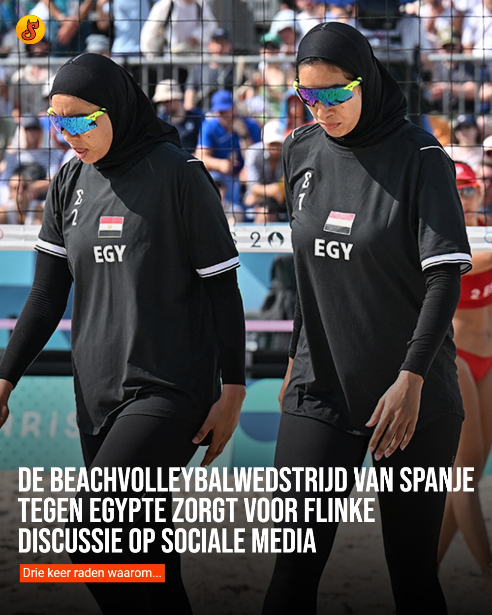 De beachvolleybalwedstrijd van Spanje tegen Egypte zorgt voor flinke discussie op sociale media