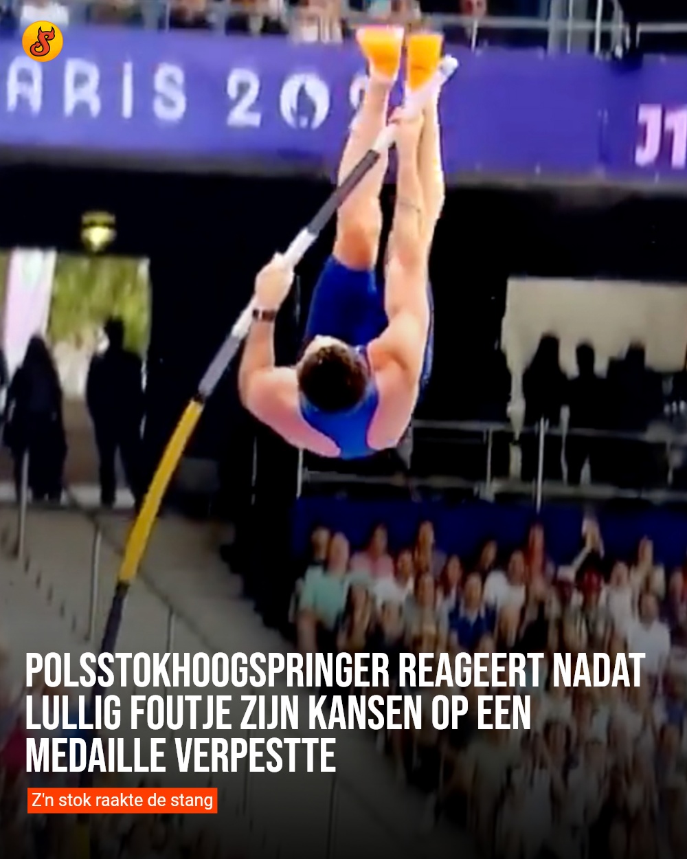Polsstokhoogspringer reageert nadat lullig foutje zijn kansen op een medaille verpestte
