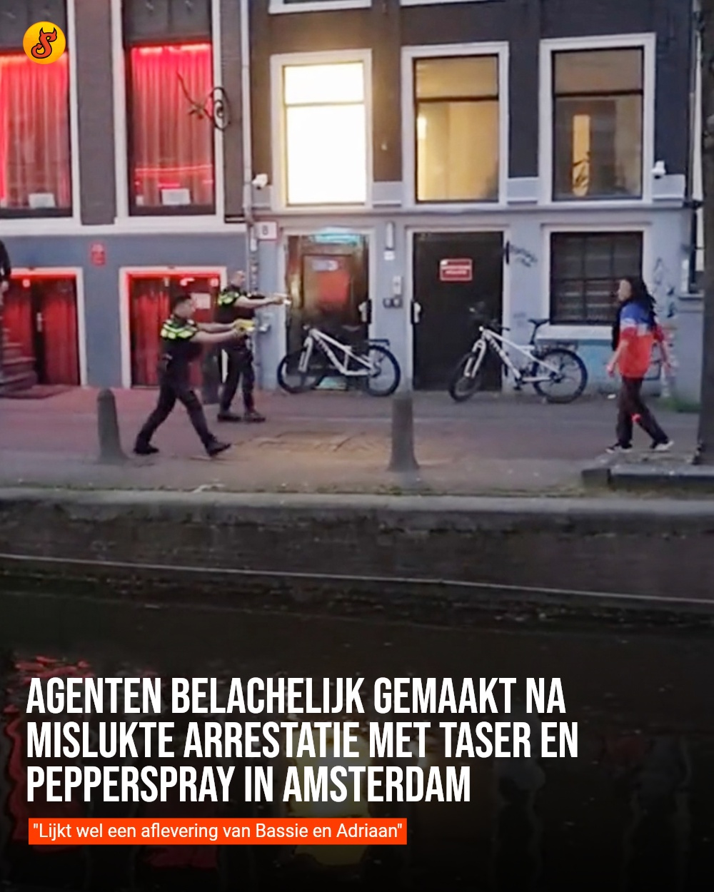 Agenten belachelijk gemaakt na mislukte arrestatie met taser en pepperspray in Amsterdam