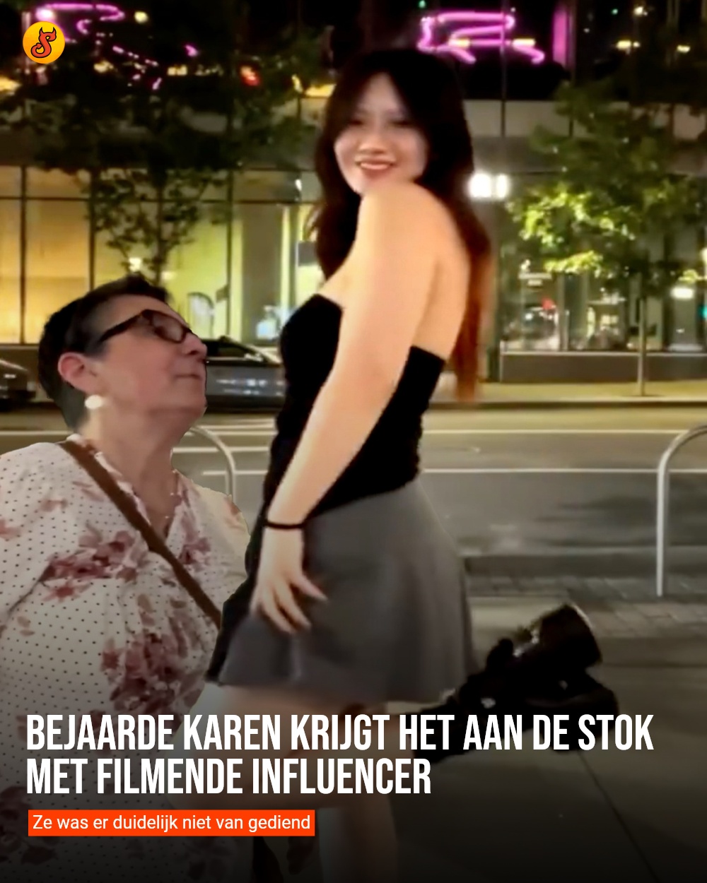 Bejaarde Karen krijgt het aan de stok met filmende influencer