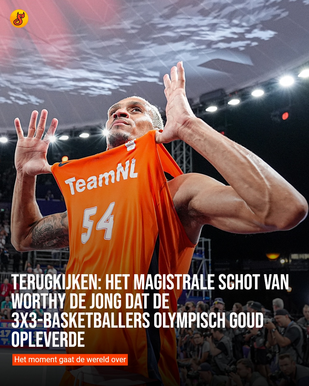 Terugkijken: het magistrale schot van Worthy de Jong dat de 3x3-basketballers olympisch goud opleverde