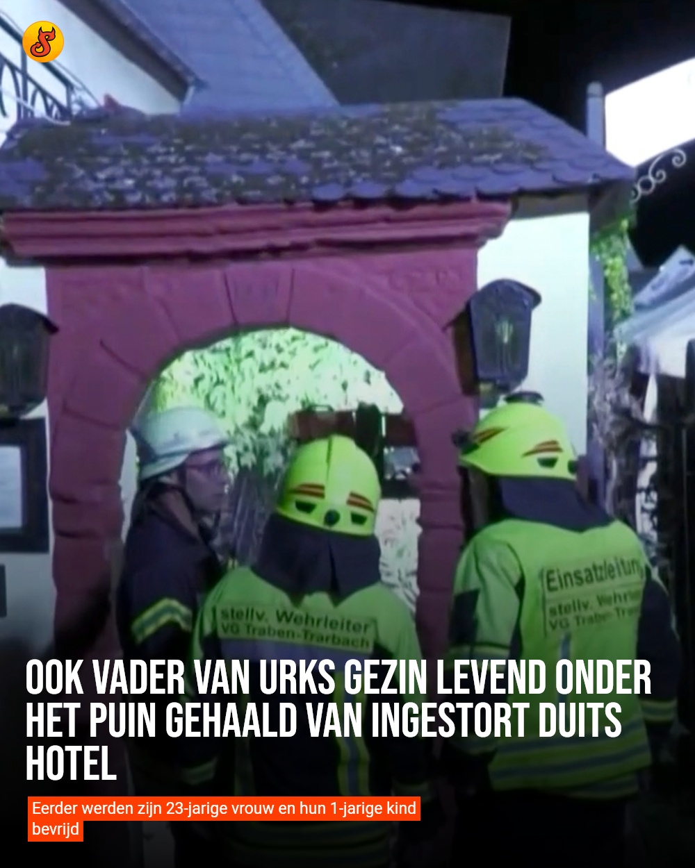 Ook vader van Urks gezin levend onder het puin gehaald van ingestort Duits hotel