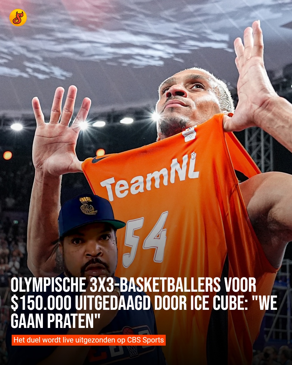 Olympische 3x3-basketballers voor $150.000 uitgedaagd door Ice Cube: "We gaan praten"