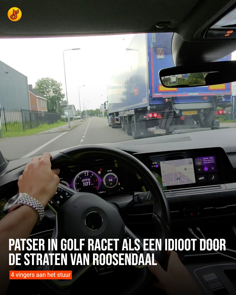 Patser in Golf racet als een idioot door de straten van Roosendaal