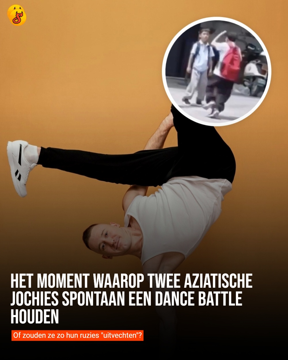 Het moment waarop twee Aziatische jochies spontaan een dance battle houden