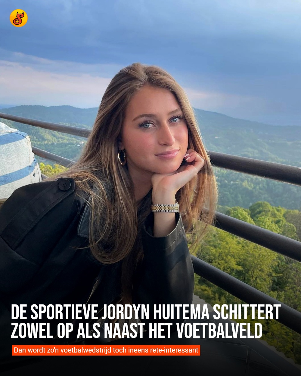 De sportieve Jordyn Huitema schittert zowel op als naast het voetbalveld