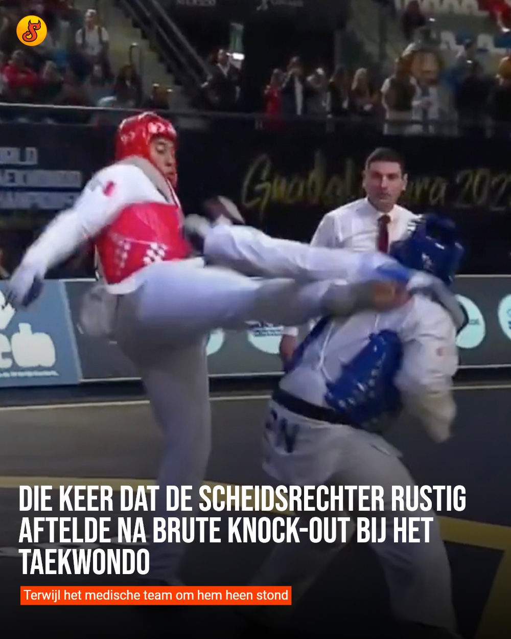 Die keer dat de scheidsrechter rustig aftelde na brute knock-out bij het taekwondo