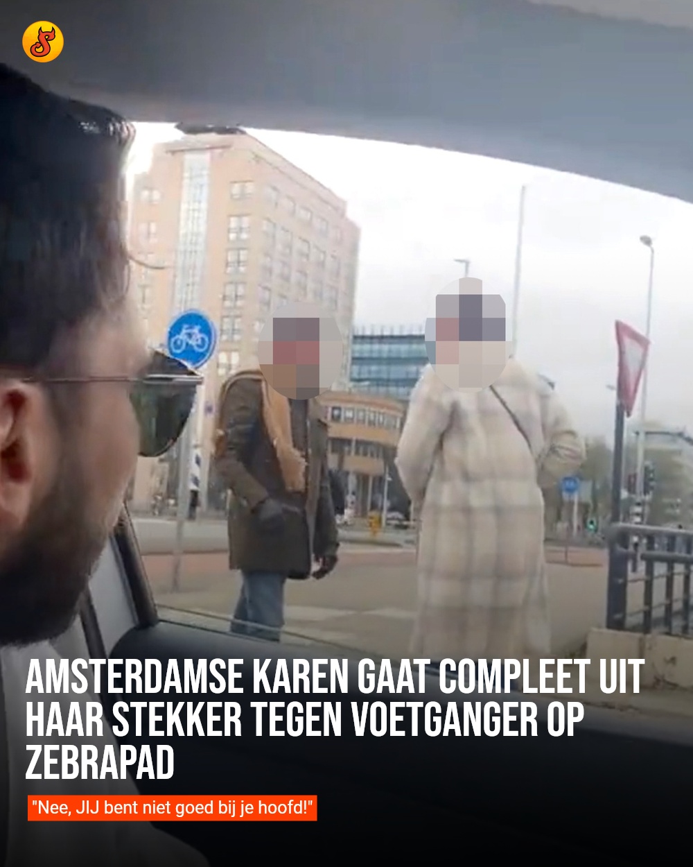 Amsterdamse Karen gaat compleet uit haar stekker tegen voetganger op zebrapad