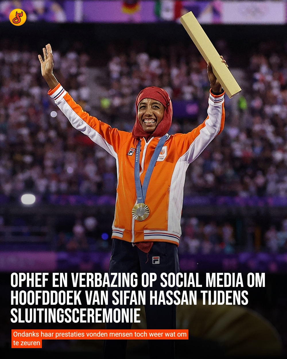 Ophef en verbazing op social media om hoofddoek van Sifan Hassan tijdens sluitingsceremonie