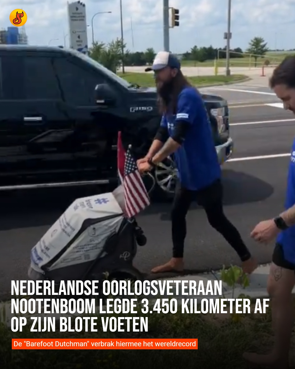 Nederlandse oorlogsveteraan Nootenboom legde 3.450 kilometer af op zijn blote voeten