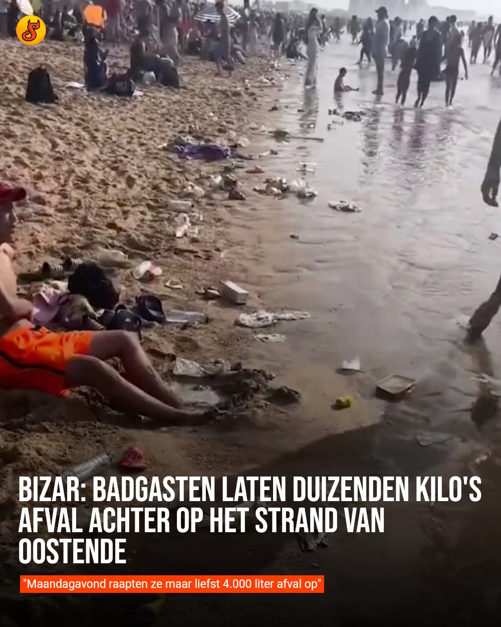 Bizar: Badgasten laten duizenden kilo's afval achter op het strand van Oostende