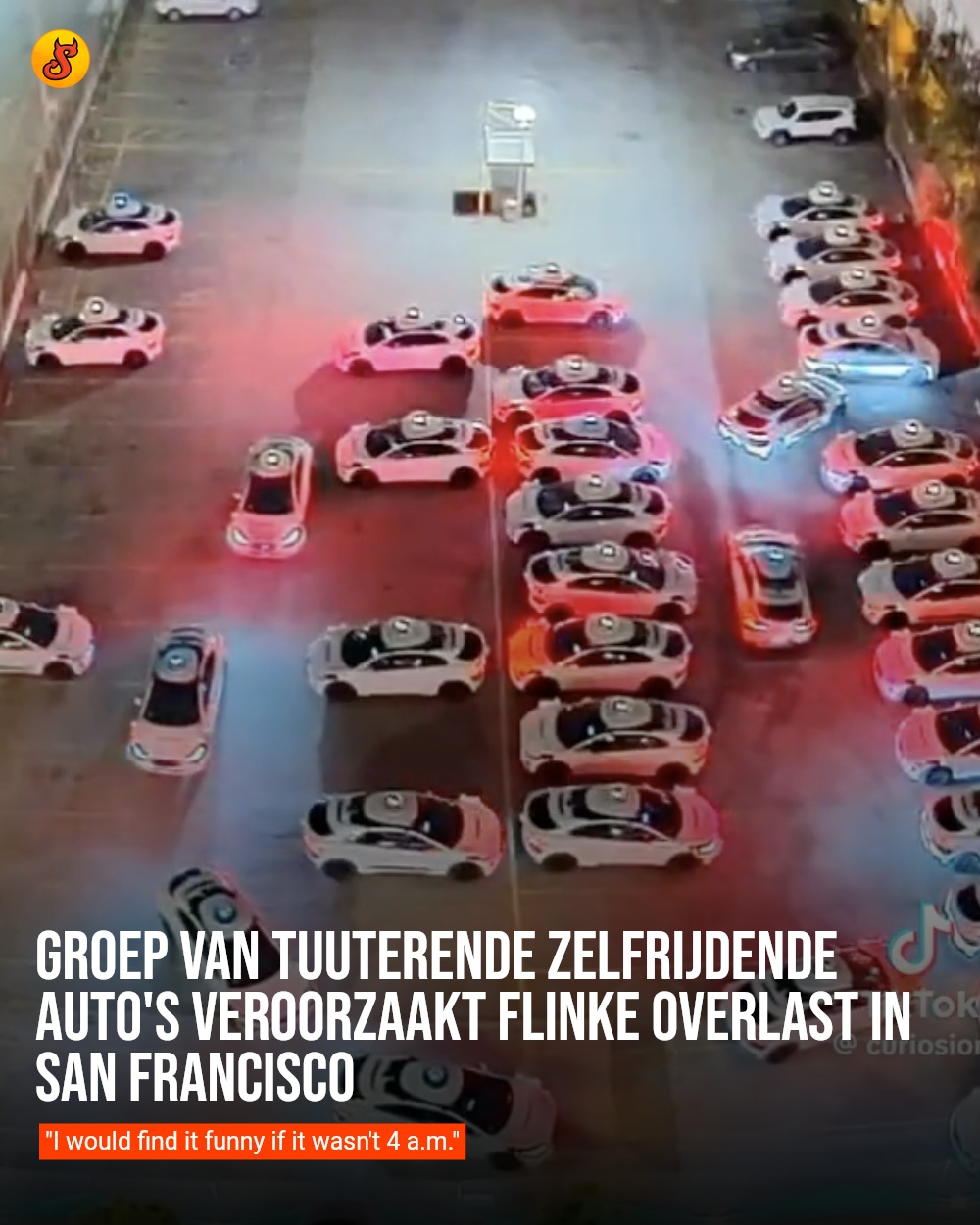 Groep van tuuterende zelfrijdende auto's veroorzaakt flinke overlast in San Francisco