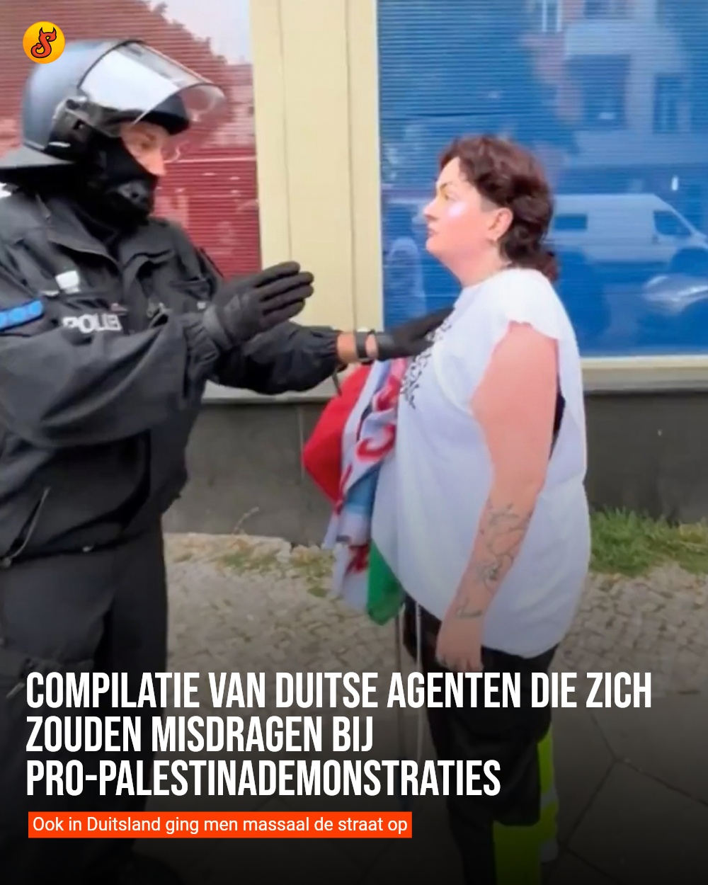 Compilatie van Duitse agenten die zich zouden misdragen bij pro-Palestinademonstraties