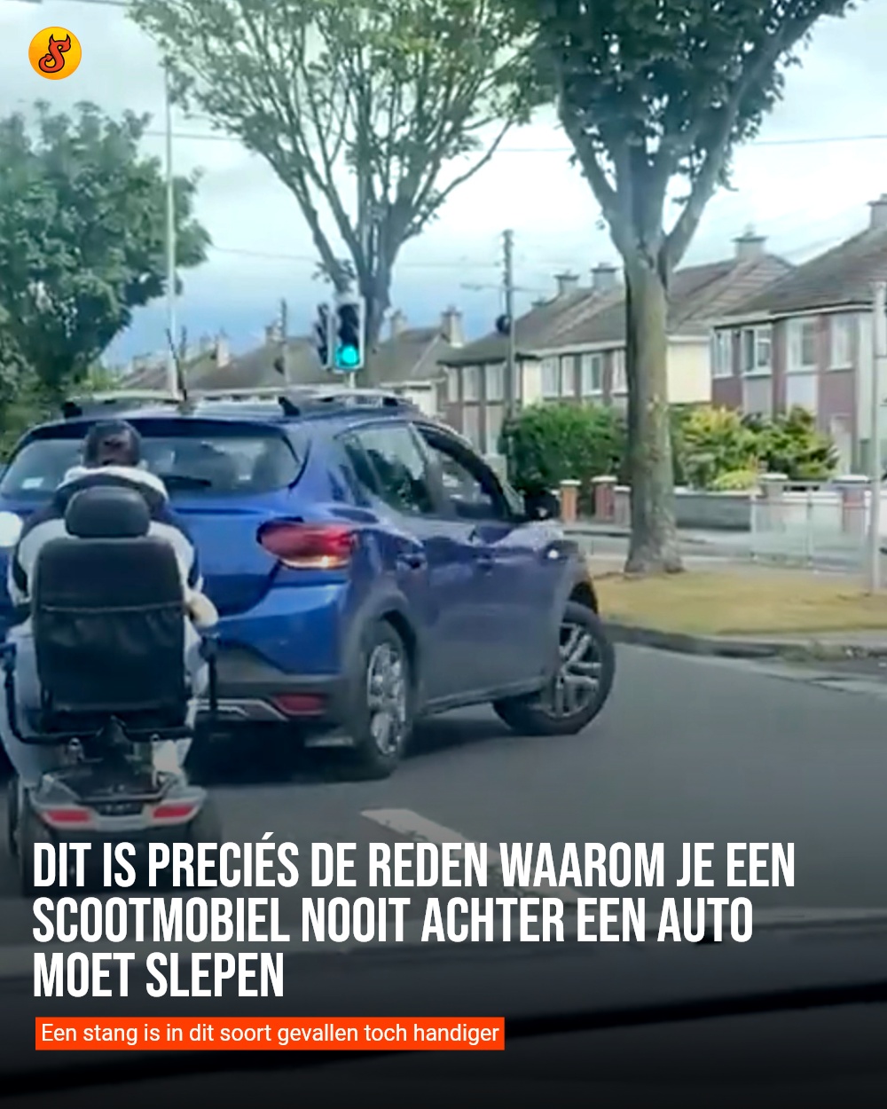 Dit is preciés de reden waarom je een scootmobiel nooit achter een auto moet slepen