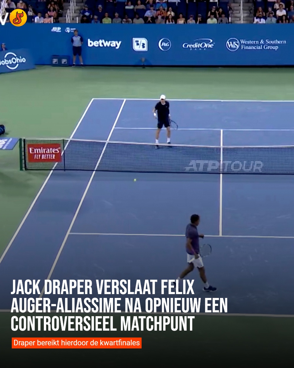 Jack Draper verslaat Felix Auger-Aliassime na opnieuw een controversieel matchpunt