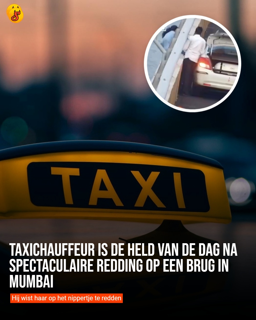 Taxichauffeur is de held van de dag na spectaculaire redding op een brug in Mumbai
