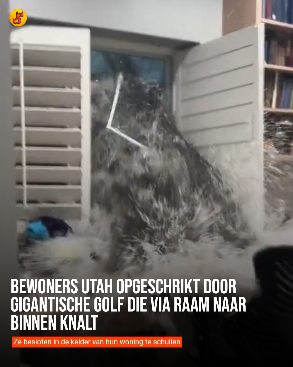Bewoners Utah opgeschrikt door gigantische golf die via raam naar binnen knalt