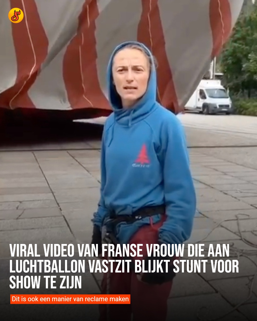 Viral video van Franse vrouw die aan luchtballon vastzit blijkt stunt voor show te zijn