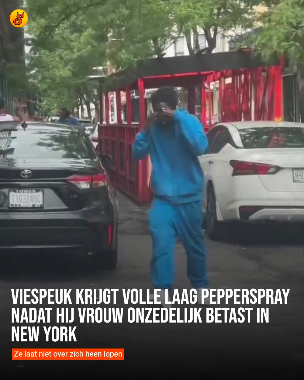 Viespeuk krijgt volle laag pepperspray nadat hij vrouw onzedelijk betast in New York