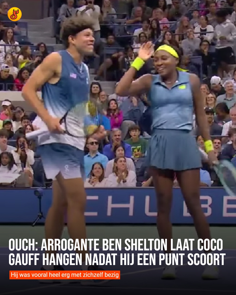 Ouch: Arrogante Ben Shelton laat Coco Gauff hangen nadat hij een punt scoort