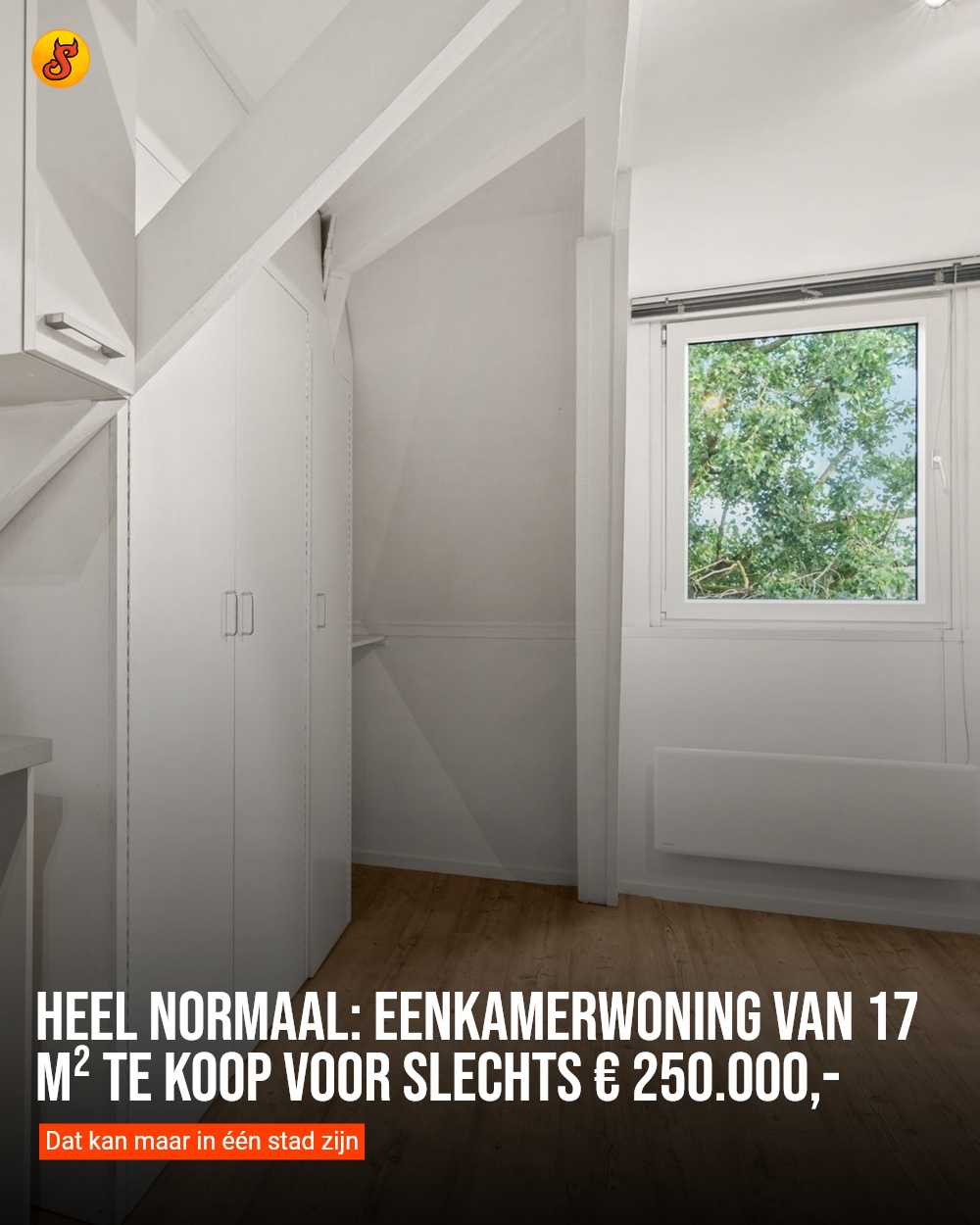 Heel normaal: Eenkamerwoning van 17 m² te koop voor slechts € 250.000,-