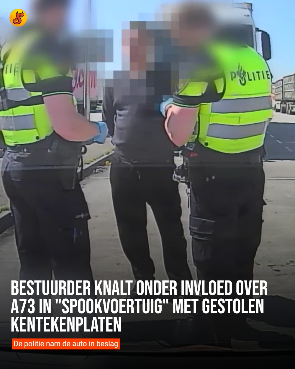 Bestuurder knalt onder invloed over A73 in "spookvoertuig" met gestolen kentekenplaten