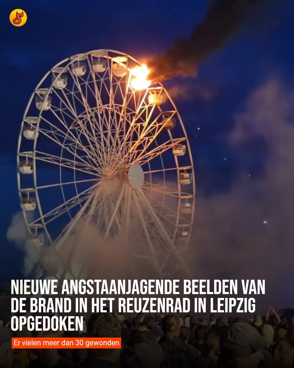 Nieuwe angstaanjagende beelden van de brand in het reuzenrad in Leipzig opgedoken