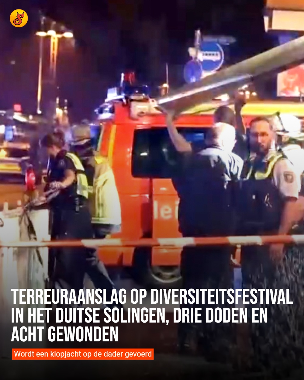 Terreuraanslag op diversiteitsfestival in het Duitse Solingen, drie doden en acht gewonden
