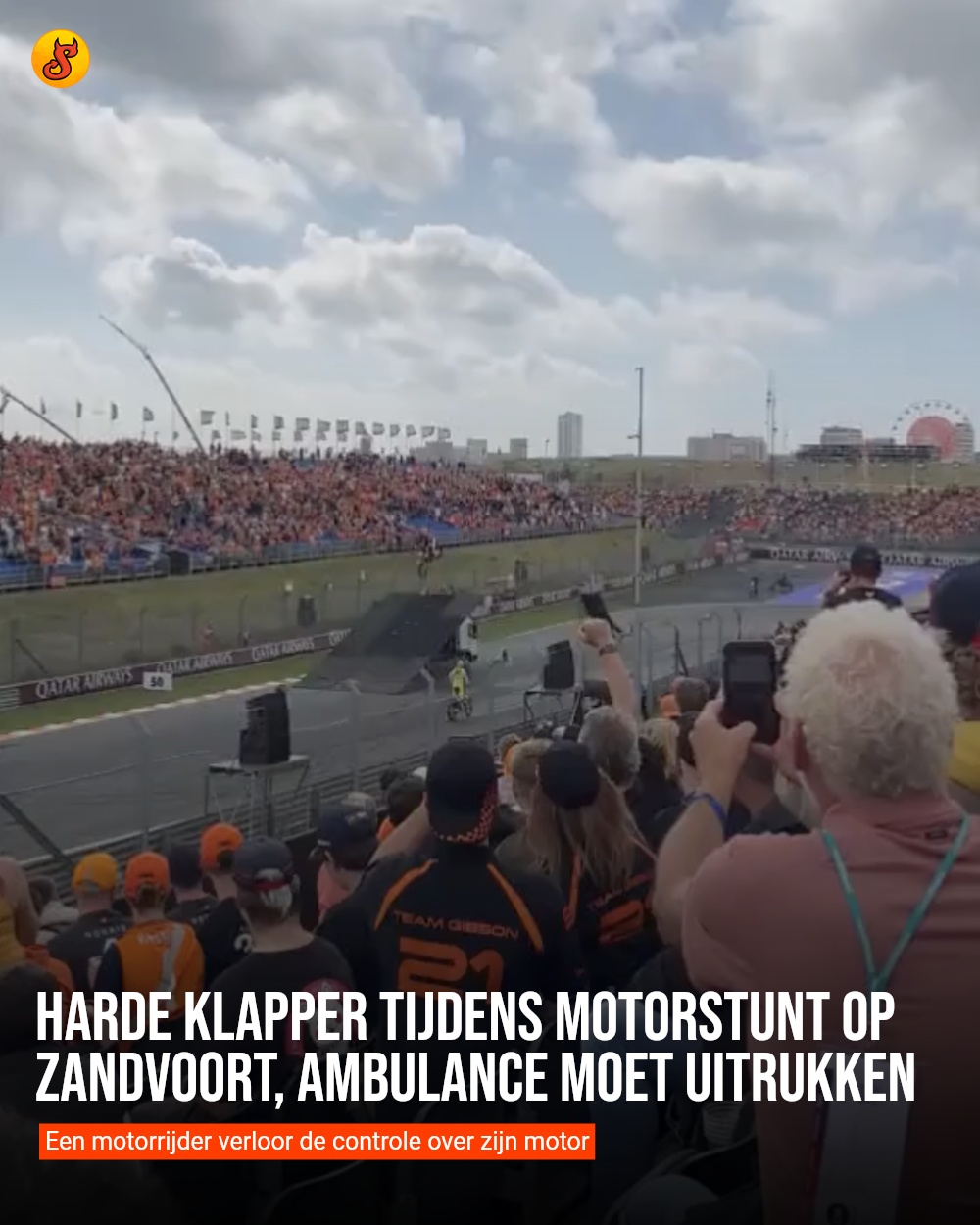 Harde klapper tijdens motorstunt op Zandvoort, ambulance moet uitrukken