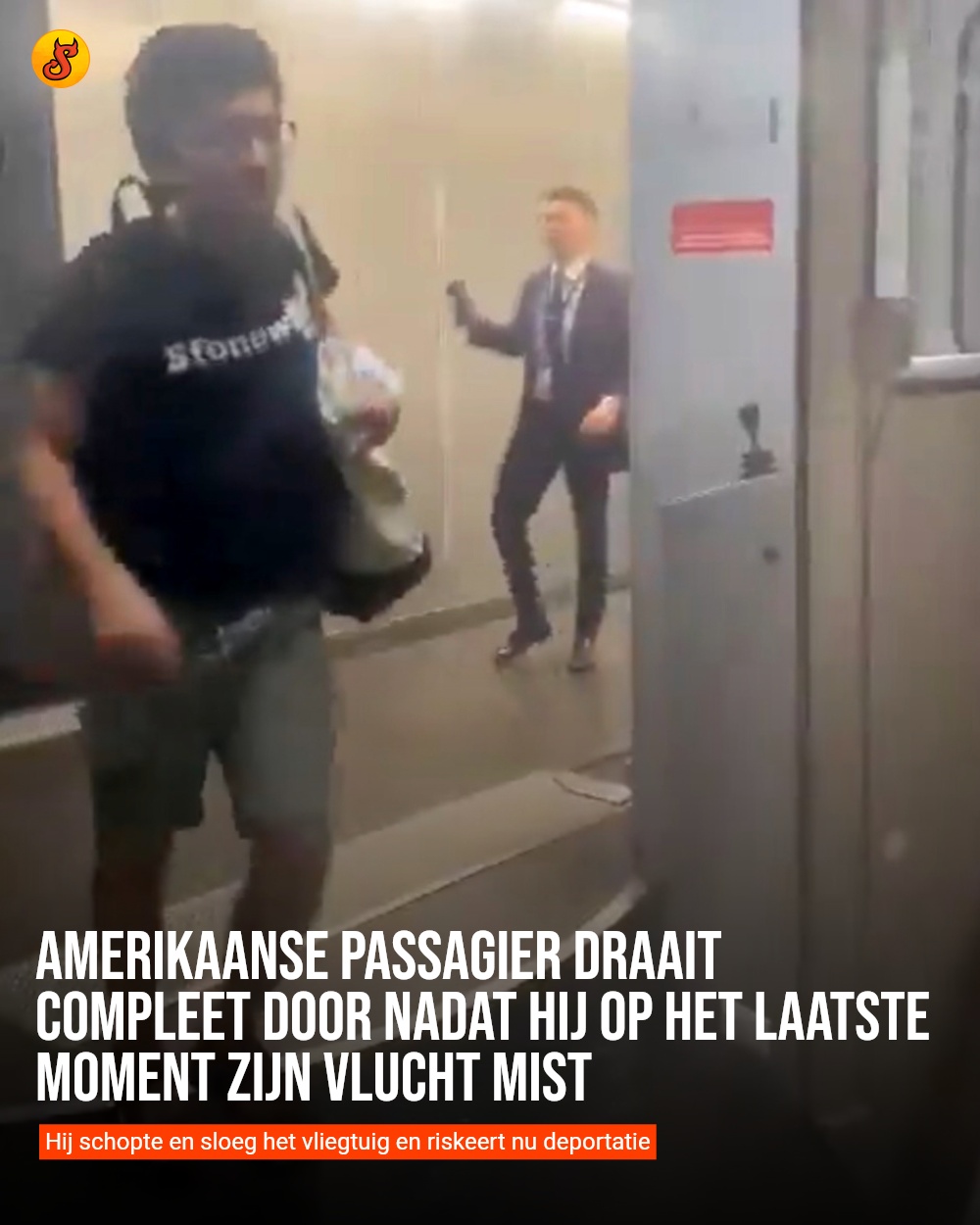 Amerikaanse passagier draait compleet door nadat hij op het laatste moment zijn vlucht mist