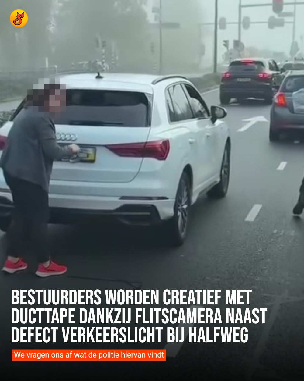 Bestuurders worden creatief met ducttape dankzij flitscamera naast defect verkeerslicht bij Halfweg