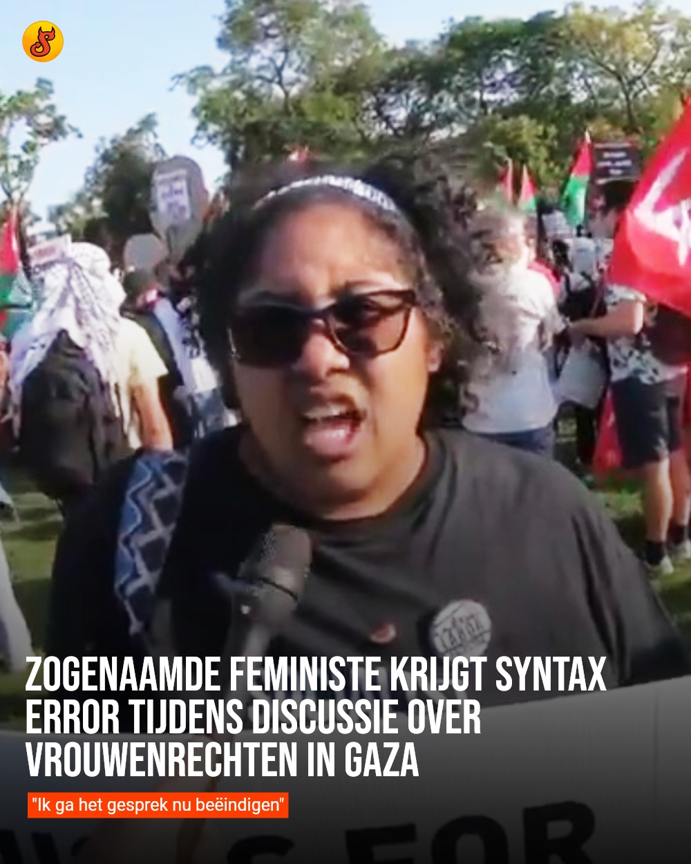 Zogenaamde feministe krijgt syntax error tijdens discussie over vrouwenrechten in Gaza